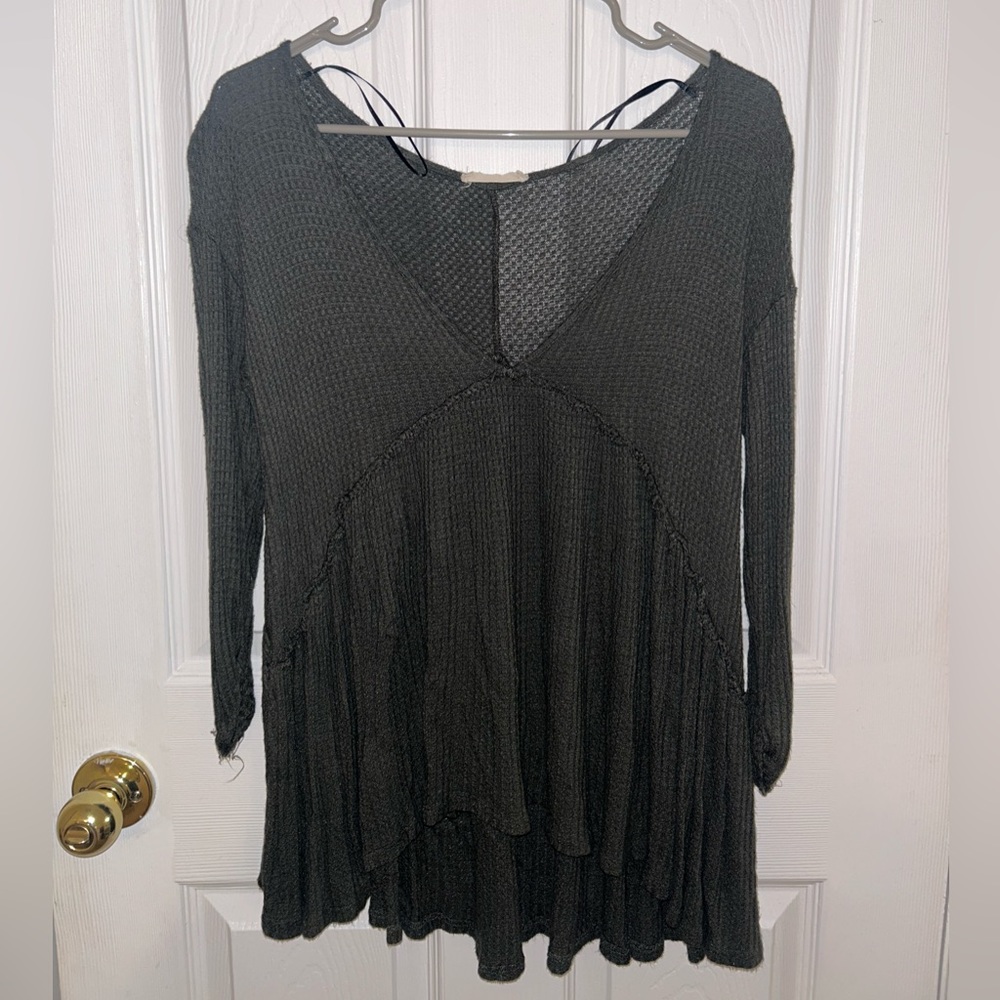 Altar’d State 3/4 Sleeve Waffle Knit Tunic- Length Top